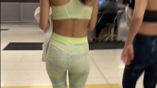 Super fit curvy ass bitch in bright neon pants