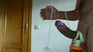 Balls stretching and all tied to get steel mode and low cum