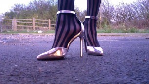 Silver heels walking (floor view).MP4