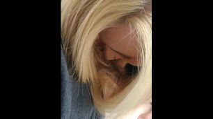 Blowjob outside by Blonde Leads to Oral Creampie