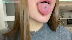 Hot Spit and Long Tongue with Piercing