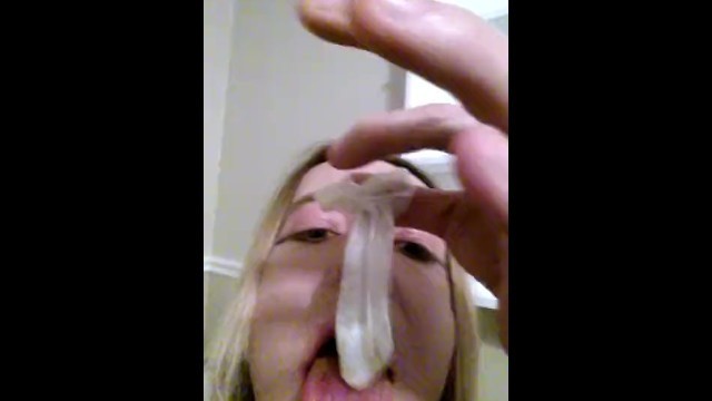 Blackcockhoe Slut Drinking Black Sperm from Condom Full Face Sissy